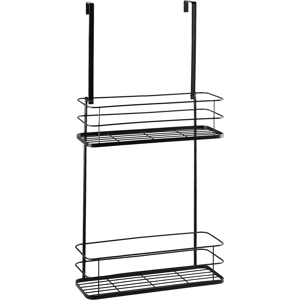 Beliani Hanging Shower Caddy Black Metal Bathroom Shelf for Accessories Basket Organizer Material:Iron Size:12x83x40