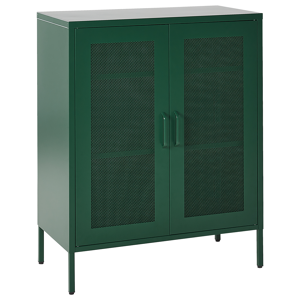 Beliani Office Cabinet Green Metal 2 Doors Locks Keys Industrial Design Home Office Furniture Material:Steel Size:40x102x80