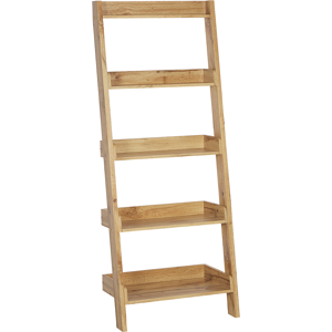 Beliani 5-Tier Ladder Bookcase Light Wood Book Shelf Display Material:MDF Size:43x167x65