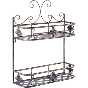 Beliani Bathroom Wall Shelf Black Metal 52 x 42 cm Distressed Effect Floating Single Shelf Vintage Style Material:Iron Size:14x52x42