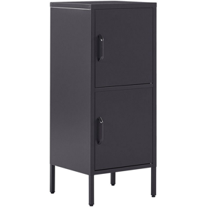 Beliani 2 Door Storage Cabinet Black Metal Home Office Unit Steel 4 Shelves Material:Steel Size:40x102x40