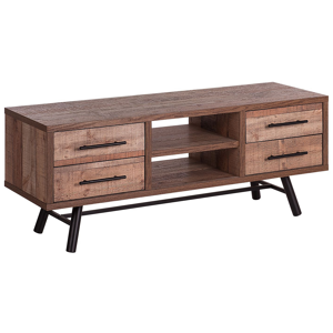 Beliani TV Stand Light Wood Up To 57ʺ TV Recommended 2 Shelves 4 Drawers Minimalist Material:Particle Board Size:40x51x127