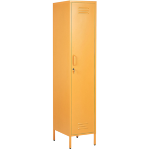 Beliani Storage Cabinet Yellow Metal Locker with 5 Shelves and Rail Modern Home Office Material:Steel Size:50x185x38