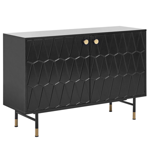 Beliani Sideboard Black MDF 2 Door Cabinet Storage Modern Minimalist Design Living Room Storage Material:MDF Size:40x82x120
