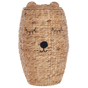 Beliani Wicker Bear Basket Natural Water Hyacinth Woven Toy Hamper Child's Room Accessory Material:Water Hyacinth Size:40x69x40