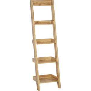 Beliani 4-Tier Ladder Bookcase Light Wood Book Shelf Display Material:MDF Size:43x169x45