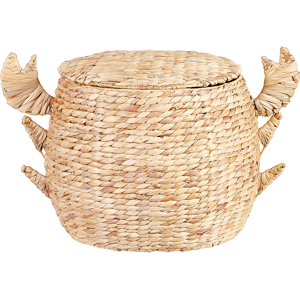 Beliani Wicker Basket Natural Water Hyacinth Woven with Crab Nippers Lid Toy Hamper Child's Room Accessory Material:Water Hyacinth Size:48x46x67