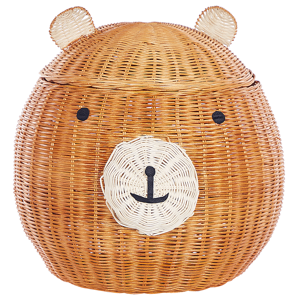 Beliani Wicker Bear Basket Natural Rattan Woven Toy Hamper Child's Room Accessory Material:Rattan Size:42x43x42