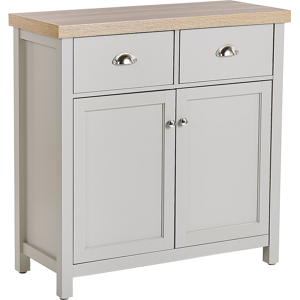 Beliani Sideboard Grey Light Wood 2 Drawers Cabinet Rectangular Modern Material:Chipboard Size:35x82x79