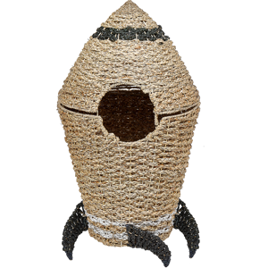 Beliani Wicker Rocket Basket Natural Seagrass Woven Toy Hamper Child's Room Accessory Material:Seagrass Size:50x97x50