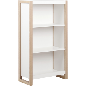 Beliani Bookcase Light Wood White Engineered Wood 3-Tier for Documents Modern Scandinavian Office Material:Particle Board Size:30x117x64