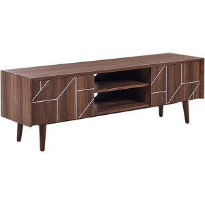 Beliani TV Stand Dark Wood for up to 70ʺ TV Media Unit with 2 Cabinets Shelves Material:Particle Board Size:39x51x150