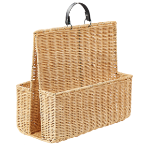 Beliani Magazine Rack Light Natural Rattan Newspapers Storage Holder Container Basket Box Boho Design Home Decor Material:Rattan Size:20x39x43