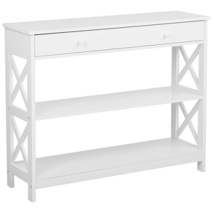 Beliani Sideboard White 80 x 100 x 30 cm 1 Drawer 2 Shelves Country Material:MDF Size:30x80x100