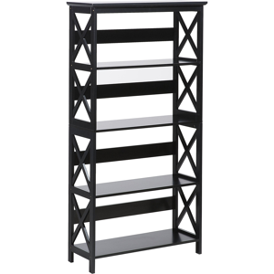 Beliani Bookcase Black 4 Tier 4 Shelves Open Back Tall Industrial Material:MDF Size:30x152x80