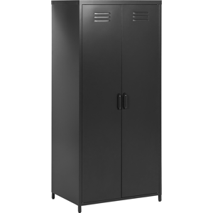 Beliani Home Office Storage Cabinet Black Steel 2 Doors 4 Shelves Industrial Design  Material:Steel Size:50x171x76