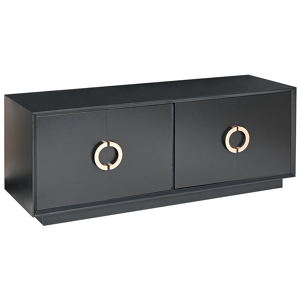 Beliani 4 Door Sideboard Black MDF Cabinets with Shelves Gold Handles Modern Style Hallway Living Room Bedroom Storage Material:MDF Size:40x46x120