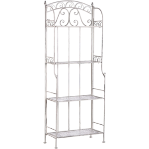 Beliani Plant Shelf Metal White 4 Shelves Garden Freestanding Outdoor Indoor Bathroom Garden Storage Material:Iron Size:32x156x61