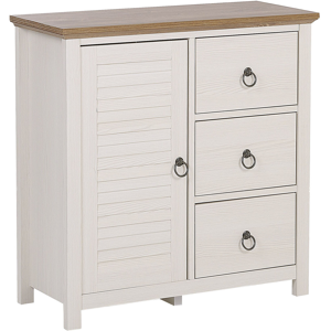 Beliani Sideboard Cabinet Cream and Dark Wooden Top MDF Particle Board 3 Drawers Rustic Design Material:MDF Size:33x81x80