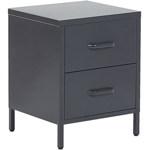 Beliani Bedside Table Grey Steel Nightstand Industrial Design 2 Drawers Bedroom Storage Furniture Material:Steel Size:40x55x43