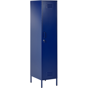 Beliani Storage Cabinet Navy Blue Metal Locker with 5 Shelves and Rail Modern Home Office Material:Steel Size:50x185x38