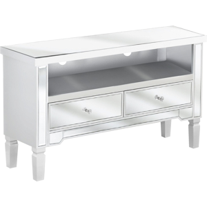 Beliani Mirrored Sideboard Silver with 2 Drawers Chest with Crystal Knobs Material:MDF Size:33x60x100