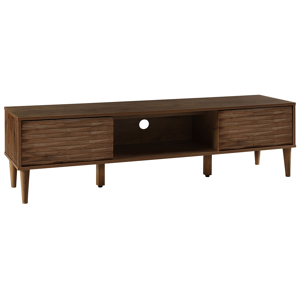 Beliani TV Stand Dark Wood for up to 75ʺ TV Media Unit with 2 Cabinets Shelf Material:MDF Size:40x46x160
