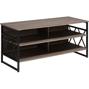 Beliani TV RTV Stand Cabinet Dark Wood with Black Metal 4 Shelves Storage Unit Living Room Modern Industrial Material:Chipboard Size:51x56x120