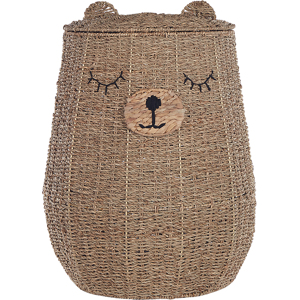 Beliani Wicker Bear Basket Natural Seagrass Woven Toy Hamper Child's Room Accessory Material:Seagrass Size:60x68x60