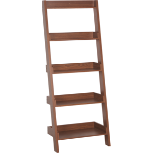 Beliani 5-Tier Ladder Bookcase Dark Wood Book Shelf Display Material:MDF Size:43x167x65