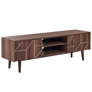 Beliani TV Stand Dark Wood for up to 70ʺ TV Media Unit with 2 Cabinets Shelves Material:Particle Board Size:39x51x150