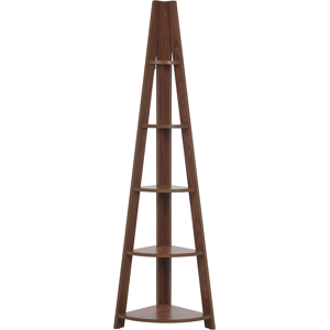 Beliani 4-Tier Ladder Bookcase Dark Wood Book Shelf Corner Display Material:MDF Size:35x175x49