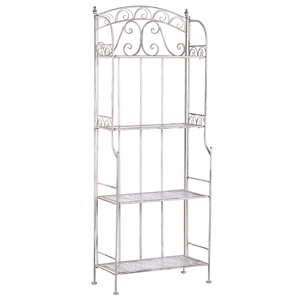 Beliani Plant Shelf Metal White 4 Shelves Garden Freestanding Outdoor Indoor Bathroom Garden Storage Material:Iron Size:32x156x61