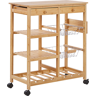 Beliani Kitchen Trolley Bamboo Light Wood with Wheels Wine Rack Cart Dining Room Movable Material:Bamboo Wood Size:37x80x67