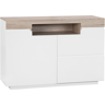 Beliani Sideboard White and Light Wood Veneer 75 x 110 x 40 cm with Cabinet and 2 Drawers Material:MDF Size:40x75x110