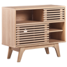 Beliani TV Stand Light Wood Storage Shelf Cabinet Cable Management Modern Material:MDF Size:35x69x79