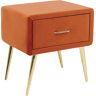 Beliani Bedside Table Orange Velvet Upholstery Nightstand 1 Drawer Minimalist Design Bedroom Furniture  Material:Velvet Size:38x49x46