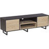 Beliani TV Cabinet Dark and Light Wood TV up to 65ʺ Storage Shelves Drawers Cable Management Material:MDF Size:35x44x140