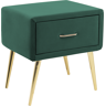 Beliani Bedside Table Emerald Green Velvet Upholstery Nightstand 1 Drawer Minimalist Design Bedroom Furniture  Material:Velvet Size:38x49x46