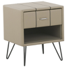 Beliani Bedside Table Beige Faux Leather Upholstery Hairpin Legs 48 x 41 x 56 cm 1 Drawer Material:Faux Leather Size:41x56x48