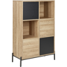 Beliani Bookcase Light Wood and Grey MDF Paper Finish 4 Cabinets 2 Open Shelves Low Bookshelf Material:MDF Size:40x135x80