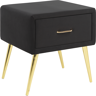 Beliani Bedside Table Black Velvet Upholstery Nightstand 1 Drawer Minimalist Design Bedroom Furniture  Material:Velvet Size:38x49x46