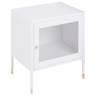 Beliani Bedside Table White Steel Powder Coated Mesh Door Nightstand Industrial Design Bedroom Storage Furniture  Material:Steel Size:35x51x45