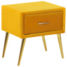 Beliani Bedside Table Yellow Velvet Upholstery Nightstand 1 Drawer Minimalist Design Bedroom Furniture Material:Velvet Size:38x49x46