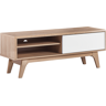 Beliani TV Stand Light Wood White Storage Shelf Cable Management Modern Material:MDF Size:35x44x117