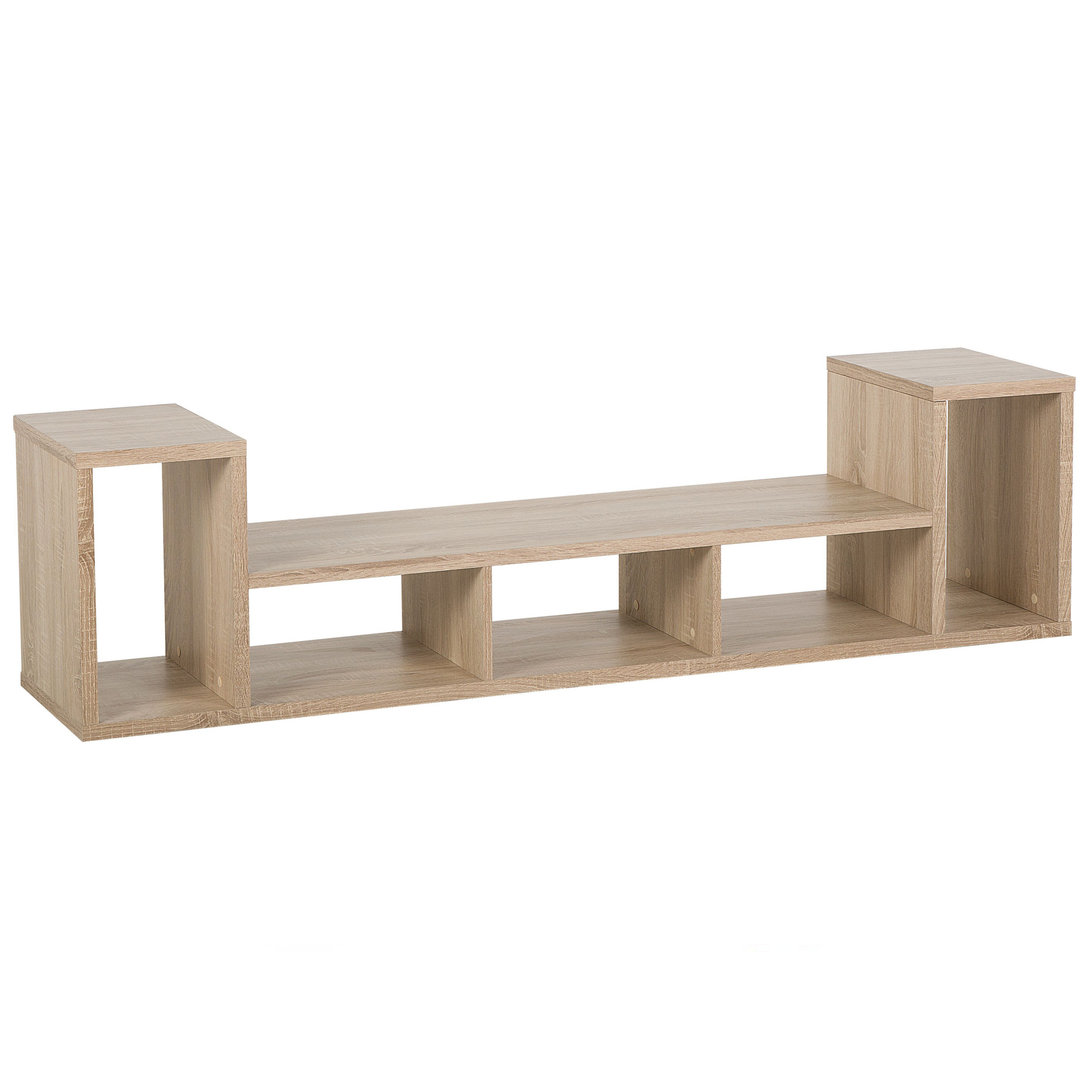 Beliani TV Stand Light Wood Finish for up to 52ʺ TV Media Unit with Open Shelves