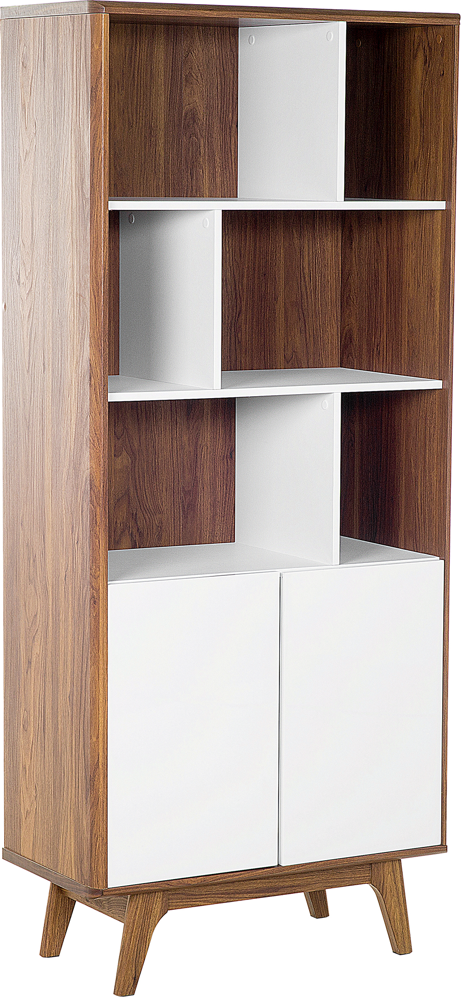 Beliani Bookcase Dark Wood with White 182 x 79 x 40 cm 4-Tier Scandinavian