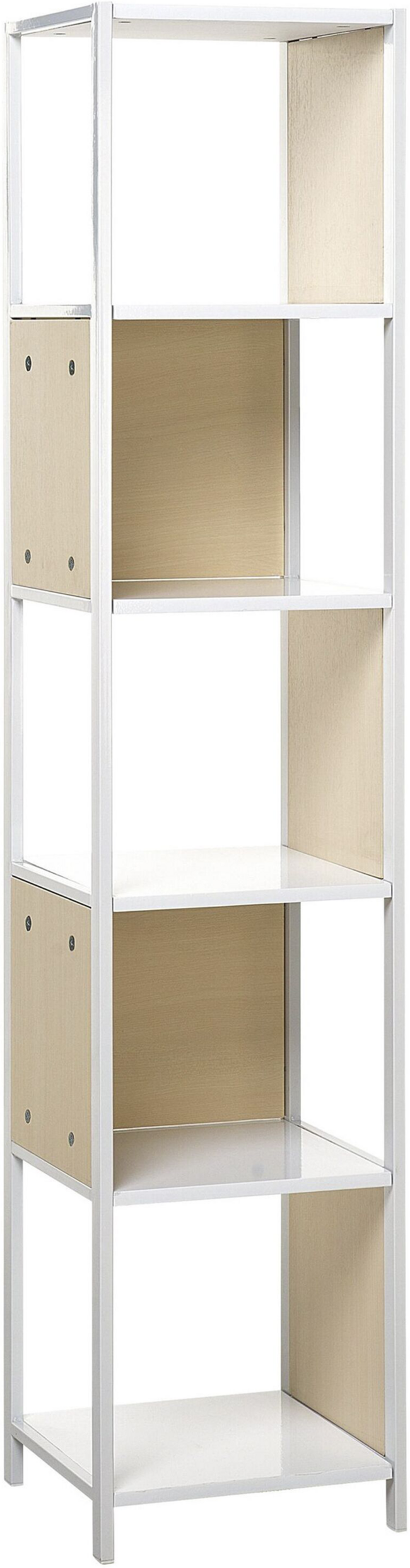 Beliani Book Case White with Light Wood 165 x 35 cm 5 Tier Shelving Unit Modern Minimalist