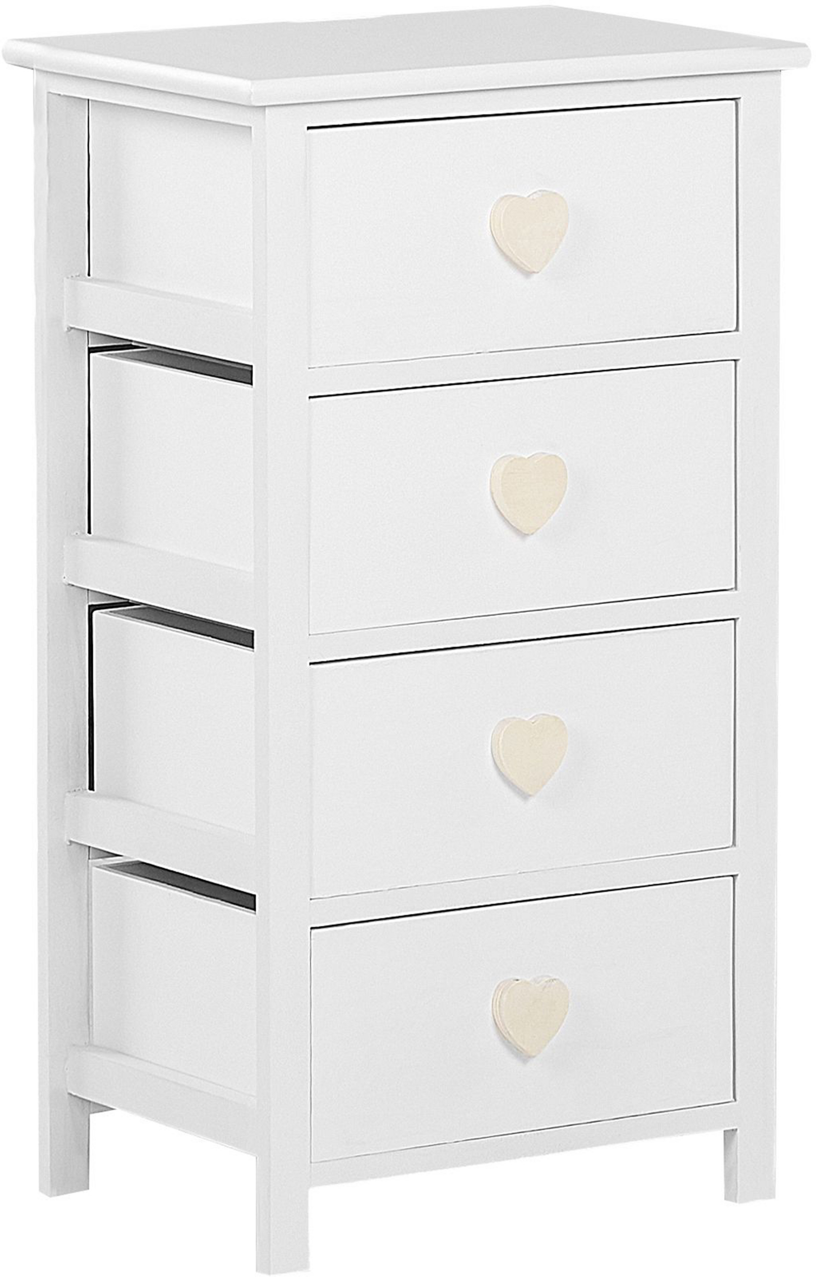 Beliani Chest of Drawers White Plywood 73 x 40 cm 4 Drawer Tower Storage Unit for Kids Scandinavian Style Bedroom Children's Room Furniture