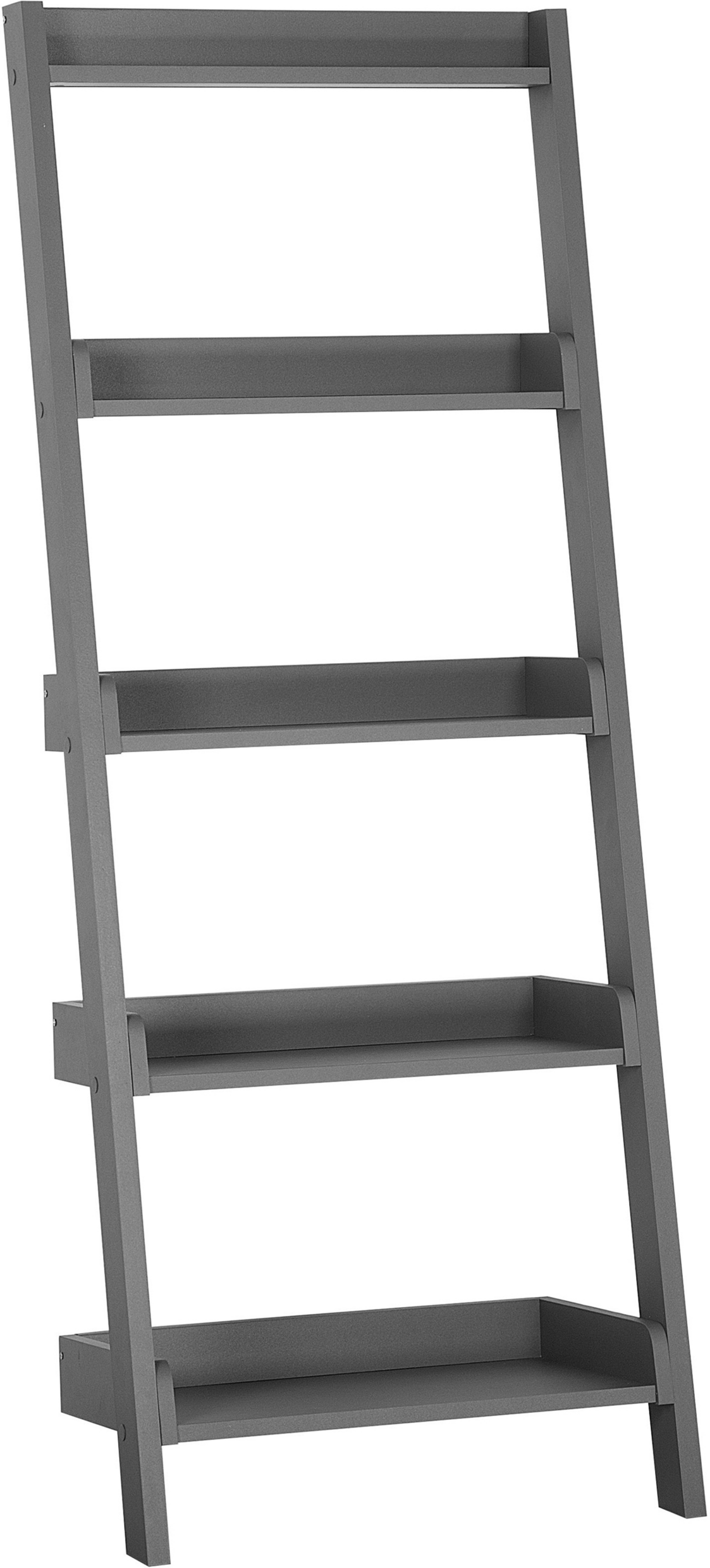 Beliani 5-Tier Ladder Bookcase Grey Book Shelf Display